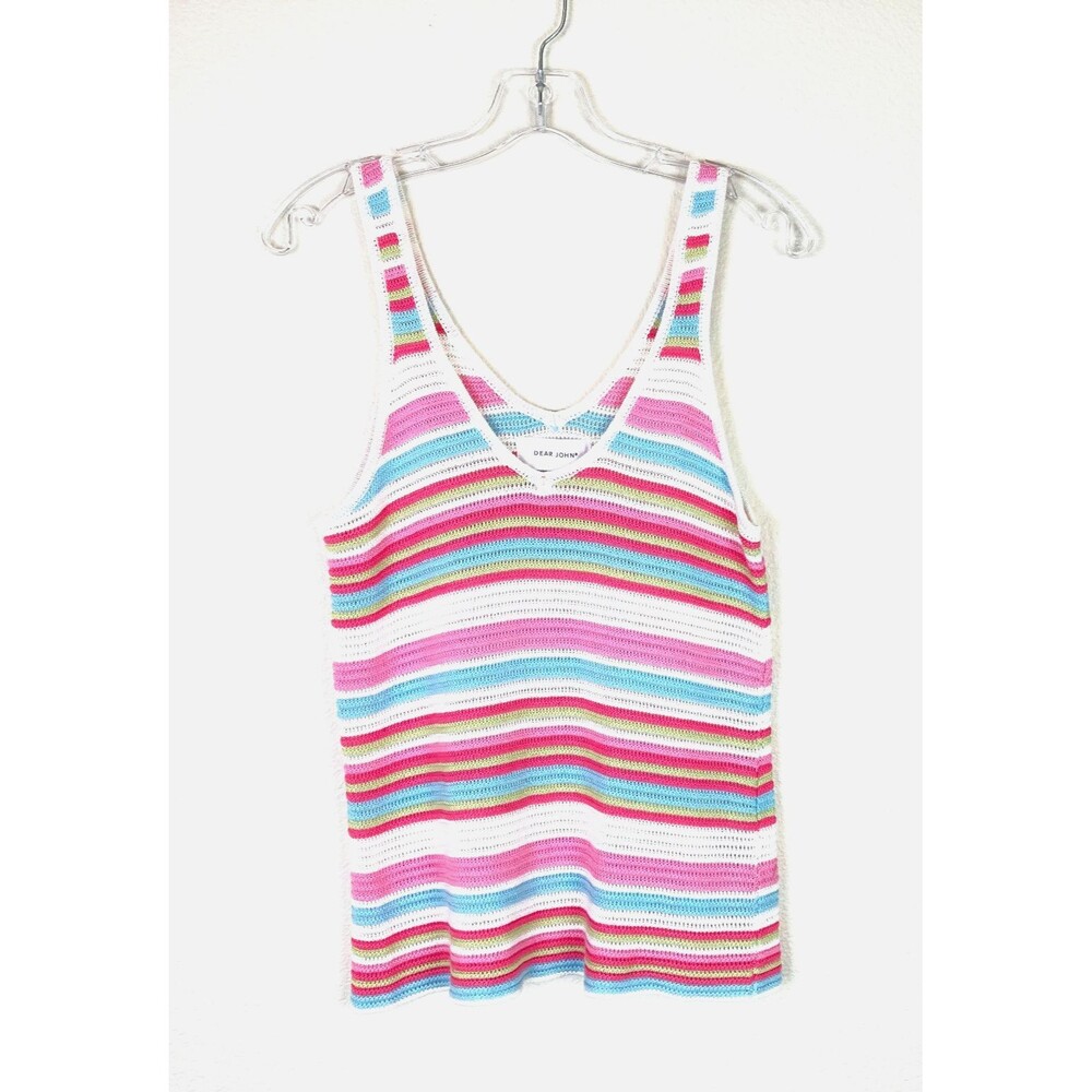 Dear John Women's Sweater Tank Top Size M Pastels Open Knit
